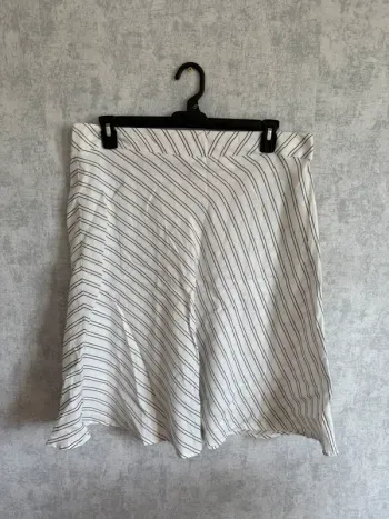 Jupe en lin à rayures blanc et noir Ajajajajadelejoris taille 46