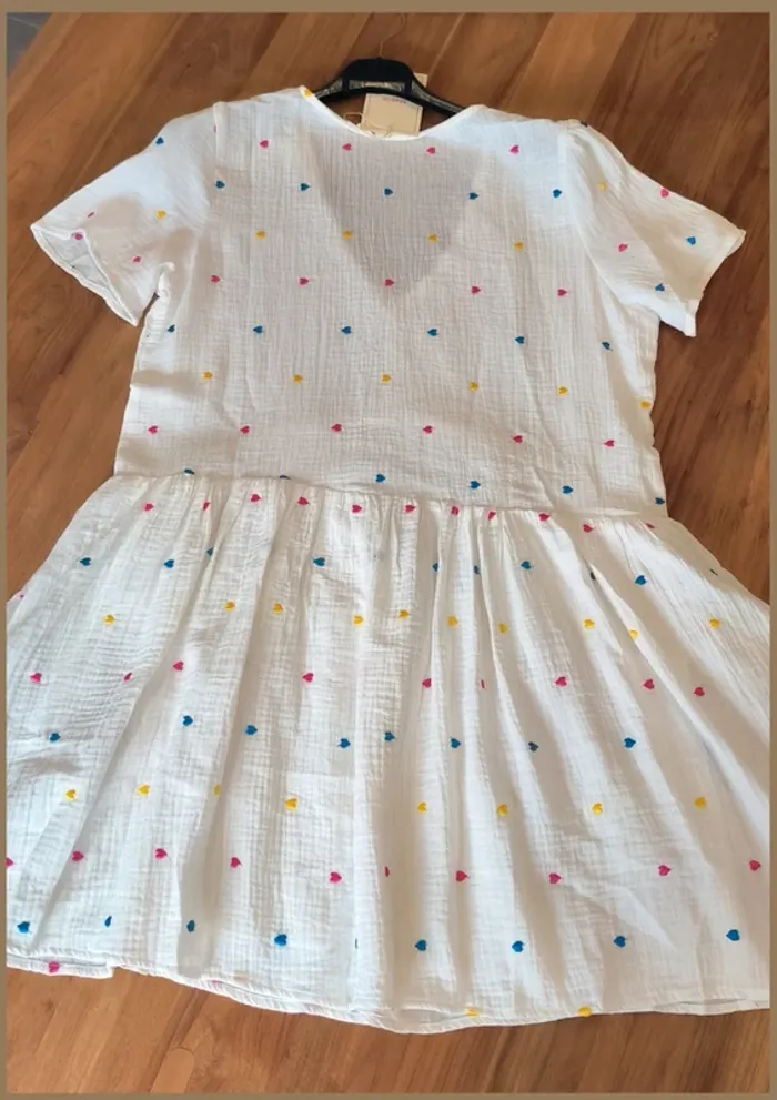 Robe en gaz de coton. Courte été xl brodé multicolore - photo numéro 3
