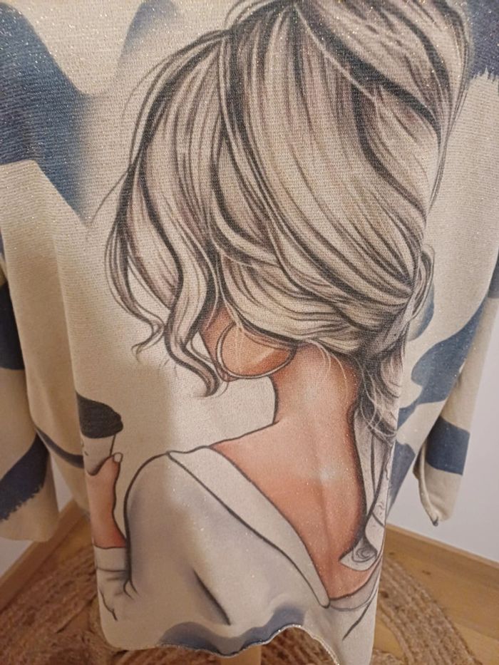 Sweat léger ample pailleté à motifs neuf Lucky Nana taille S/M/L 36/38/40 - photo numéro 3