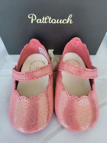 Chaussures ballerine bébé en cuir rose Point 20 Made in France 🇨🇵