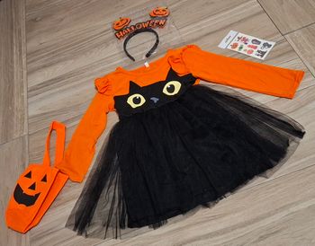 Ensemble de costume fille fête halloween bandeau et sac citrouille 