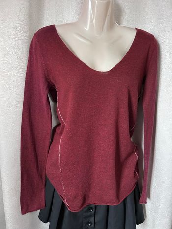 Pull fin chaud bordeaux fil doré S Bizzbee