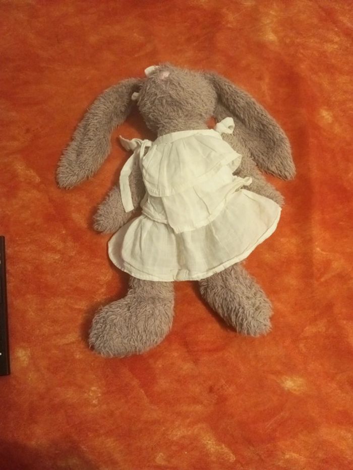 Lapine Dame lapin, robe blanche, 39 cm - photo numéro 2