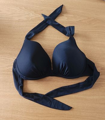 Haut de maillot de bain noir coques push up Elena noué dans le cou 95E Olaian Décathlon