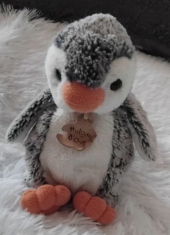 Doudou  peluche pingouin z'animoos- 20 cm - Histoires d 'ours