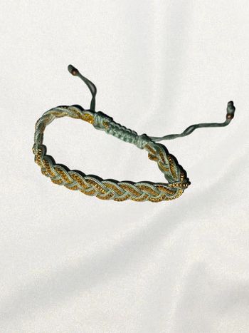 Bracelet tressé vert et doré toutes largeurs de poignet