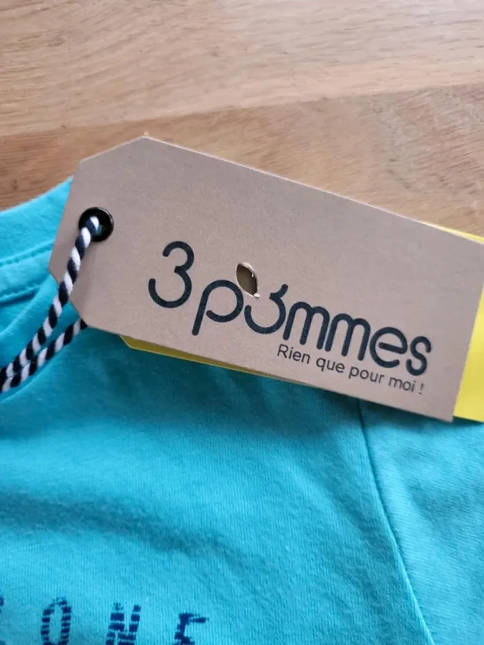 T-shirt 3/6 mois 3 pommes neuf - photo numéro 5