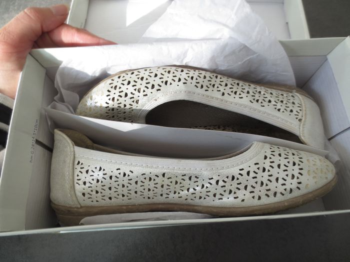 ballerines grand confort cuir T36 fille grise/écru - photo numéro 9