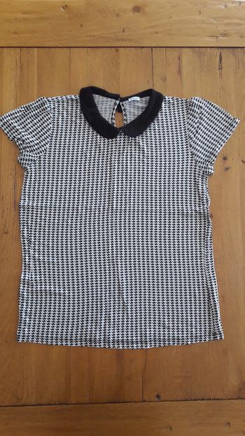 Haut noir et blanc à manches courtes avec col claudine, taille M, Pimkie