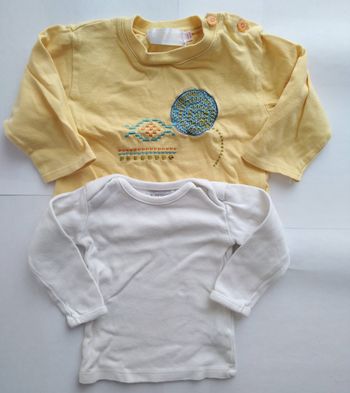 #lot De 2 T-Shirts Manches Longues Taille 12 Mois
