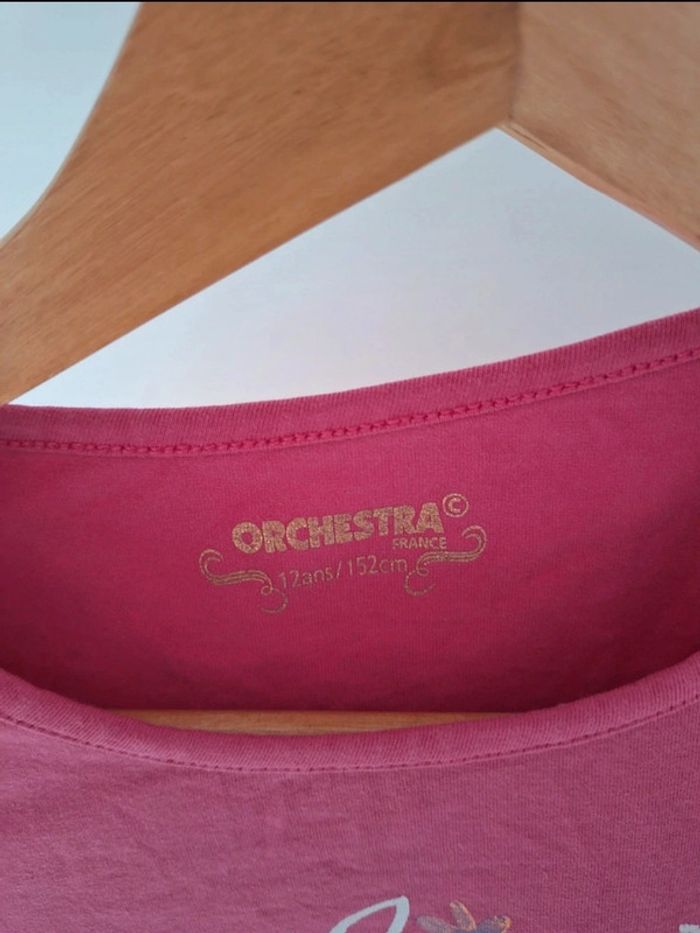 T-shirt manche longue enfant fille rose fushia 12 ans Orchestra - photo numéro 4