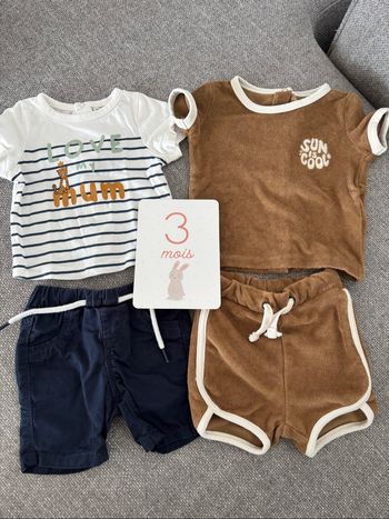 Lot ensemble short t-shirt 3 mois