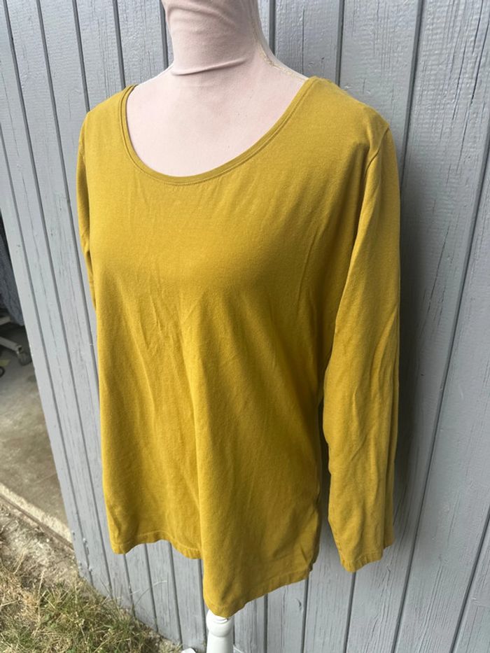 T-shirt manches longues basic jaune moutarde 50/5XL - photo numéro 3