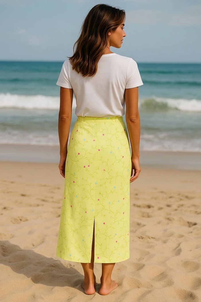 Jupe longue à fleurs fendue - photo numéro 3