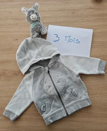 Gilet à capuche gris 3 mois Kiabi