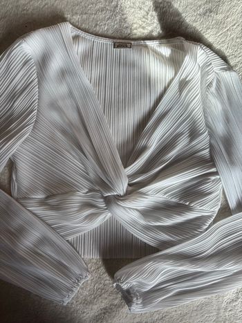 Top blanc plissé manches longues Pimkie M