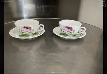 Lot de 2 tasses et  soucoupes porcelaine Cha cult