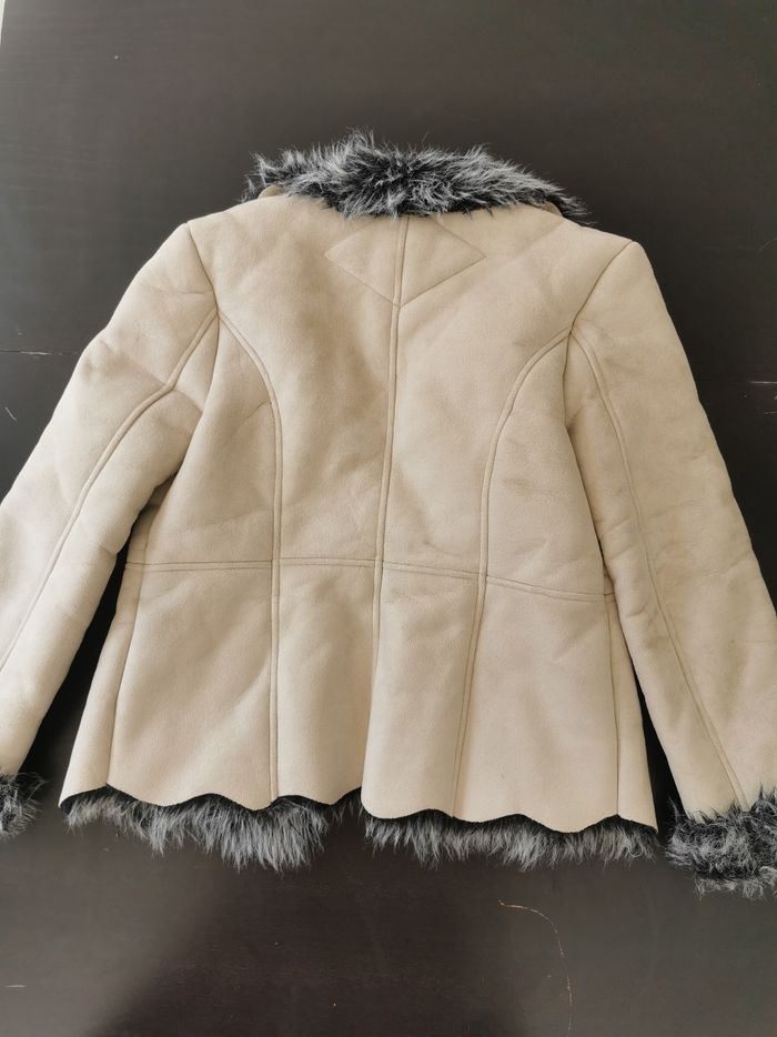 Manteau beige fourrure chaud S/M - photo numéro 2