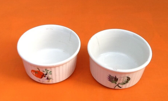 Années 1940/1950 2 Ramequins K.G (Keller-Guerin) Décor légumes (tomat