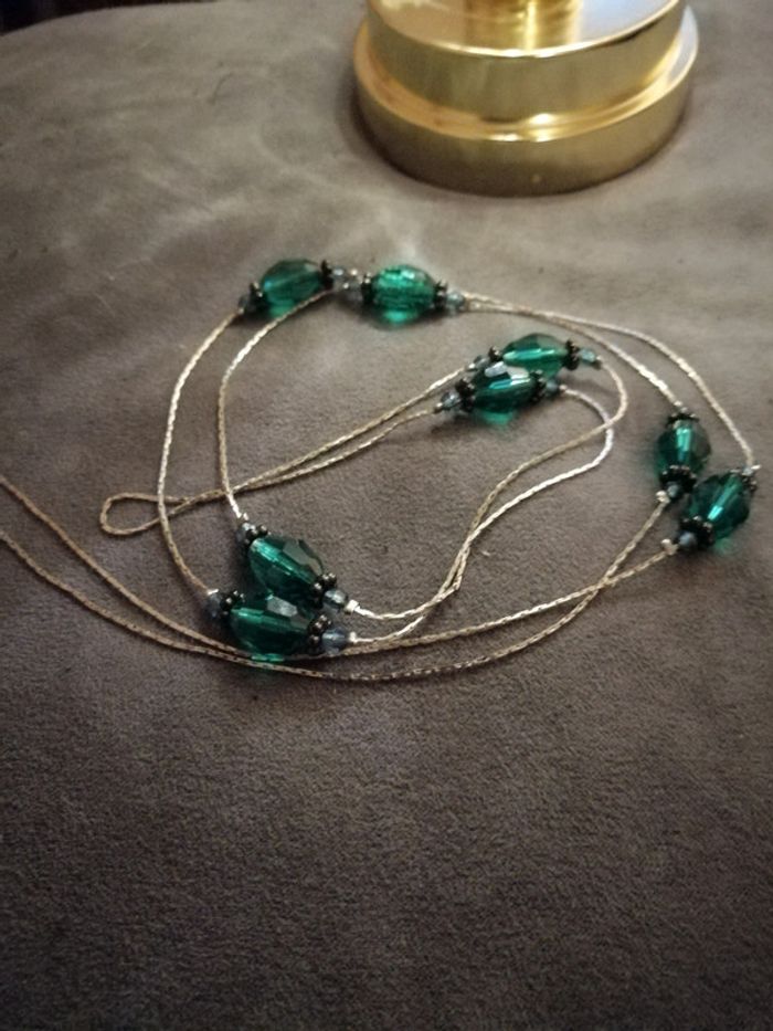 Collier sautoir bleu turquoise fantaisie - photo numéro 3