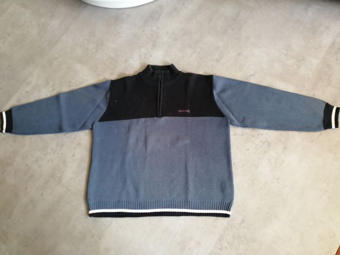 Pull encolure zippée en coton bleu-gris et noir 14 ans QUIKSILVER - photo numéro 2