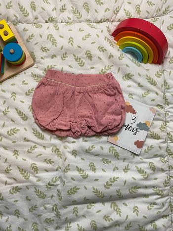 short en velours rose à pois gris 3 mois kiabi