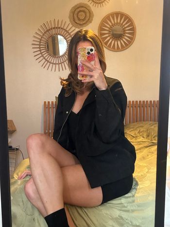 Veste noir à col montant pull and bear 