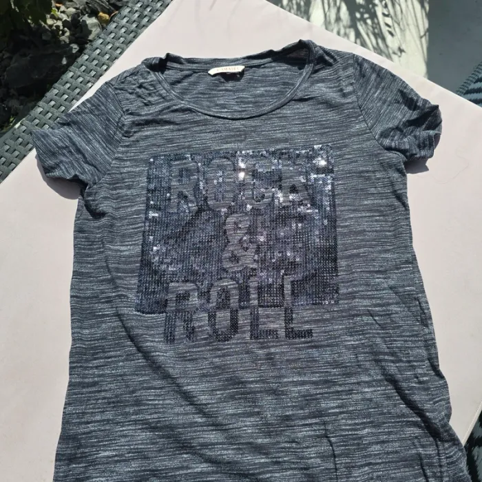 Tee shirt camaieu sequins taille s gris chiné