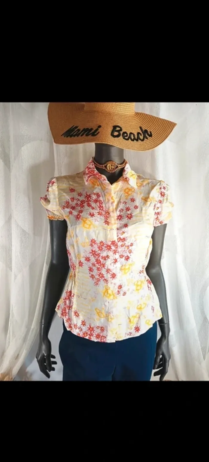 Jean Paul Gaultier | chemisier fleuri | t. S - photo numéro 3