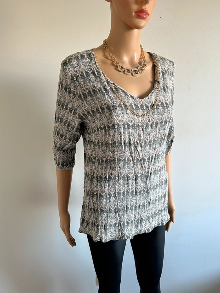 Blouse imprimée à manches courtes Armand Thiery taille 36 bon état - photo numéro 2