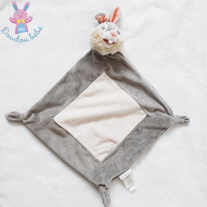 Doudou plat Lapin Panpan gris blanc Disney