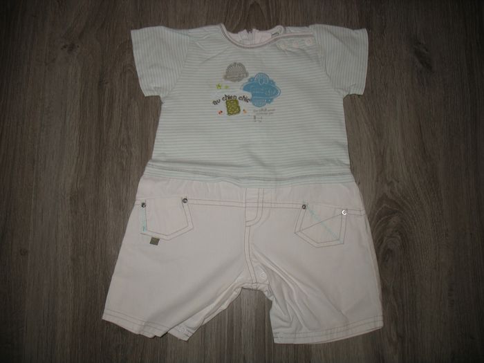 COMBINAISON SHORT MC BLANC ET BLEU CIEL BÉBÉ GARÇON "ABSORBA" - 12 MOIS - n°01 - photo numéro 1