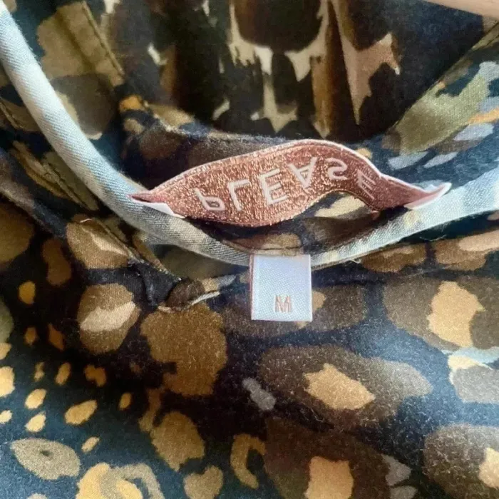 Blouse fluide imprimé léopard doré noir marron Please Taille M manches longues légères Italy V006 - photo numéro 7