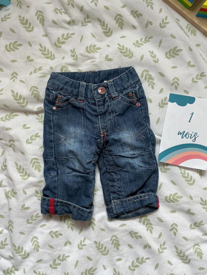 jean bleu doublé taille réglable 1 mois pressions entre les jambes tape à l'oeil - photo numéro 2