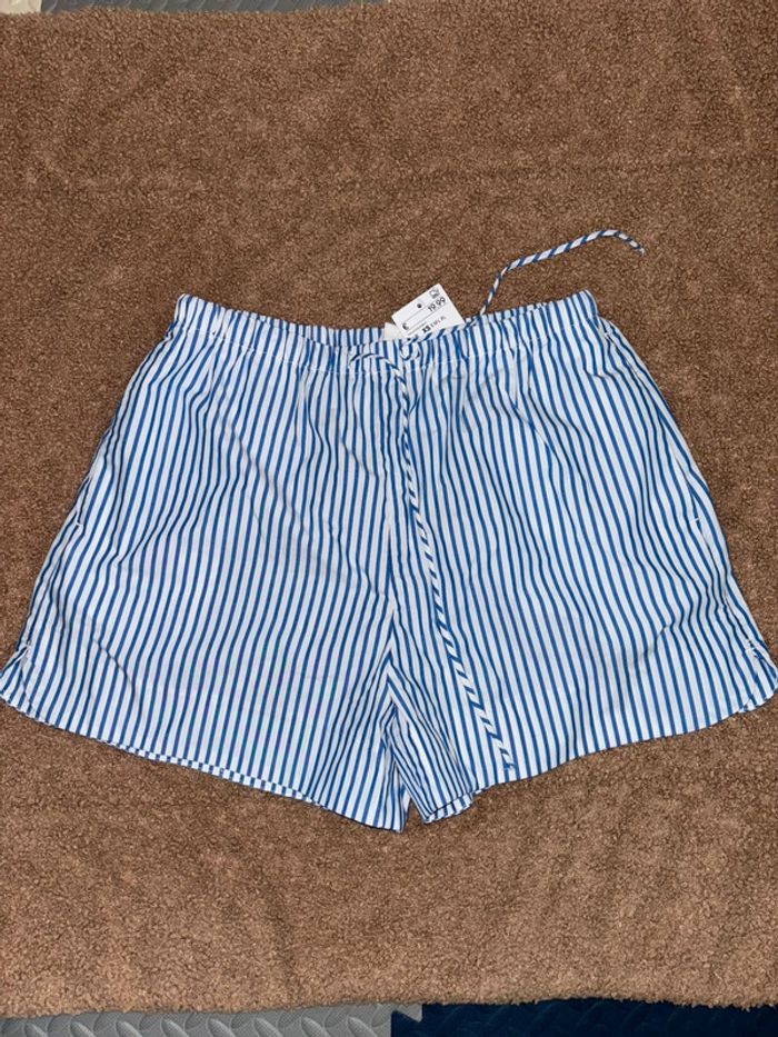 Short en coton avec cordon de serrage, imprimé marinière - photo numéro 5