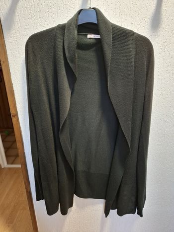 Beau gilet femme long G'Club by Gémo XL col châle noir très bon état