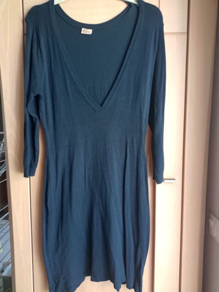 Robe femme bleue manches 3/4