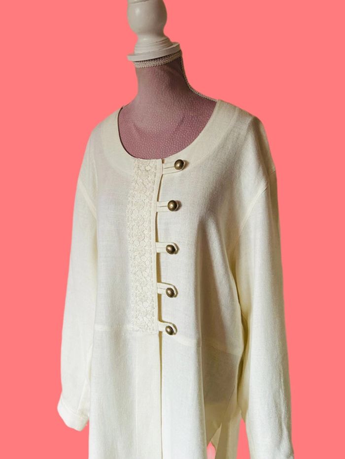 🌾Tunique en lin artisanale cottagecore bohème chic M&G taille 40 Austrian Trachten Linen tunic🌾 - photo numéro 5
