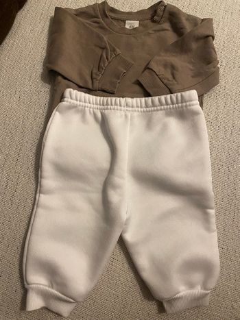 Ensemble pull marron HM et pantalon blanc 3 mois TBE