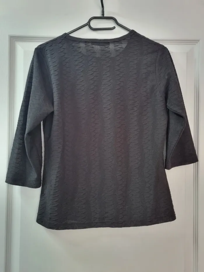 T-shirt Noir A Manches 3/4, Eliz Collection - photo numéro 2