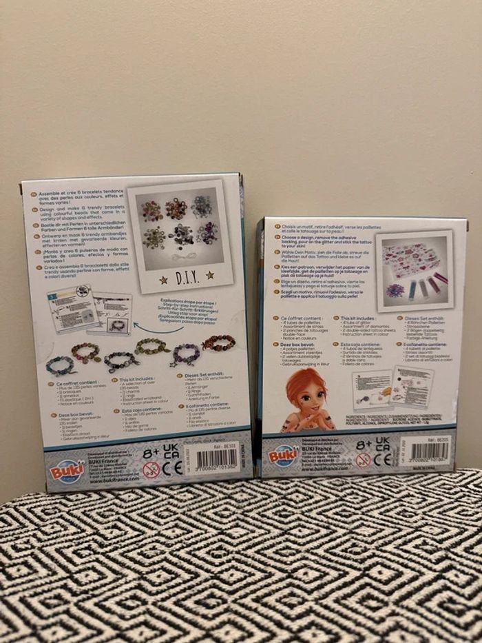 Buki - Lot de 2 coffrets créatifs 6 Bracelets breloques BE101 + Tatouages pailletés - photo numéro 2