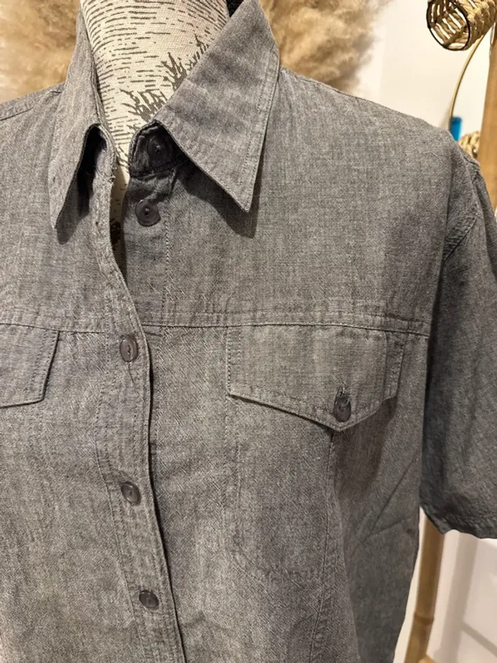 Chemise grise manches courtes en coton - photo numéro 2