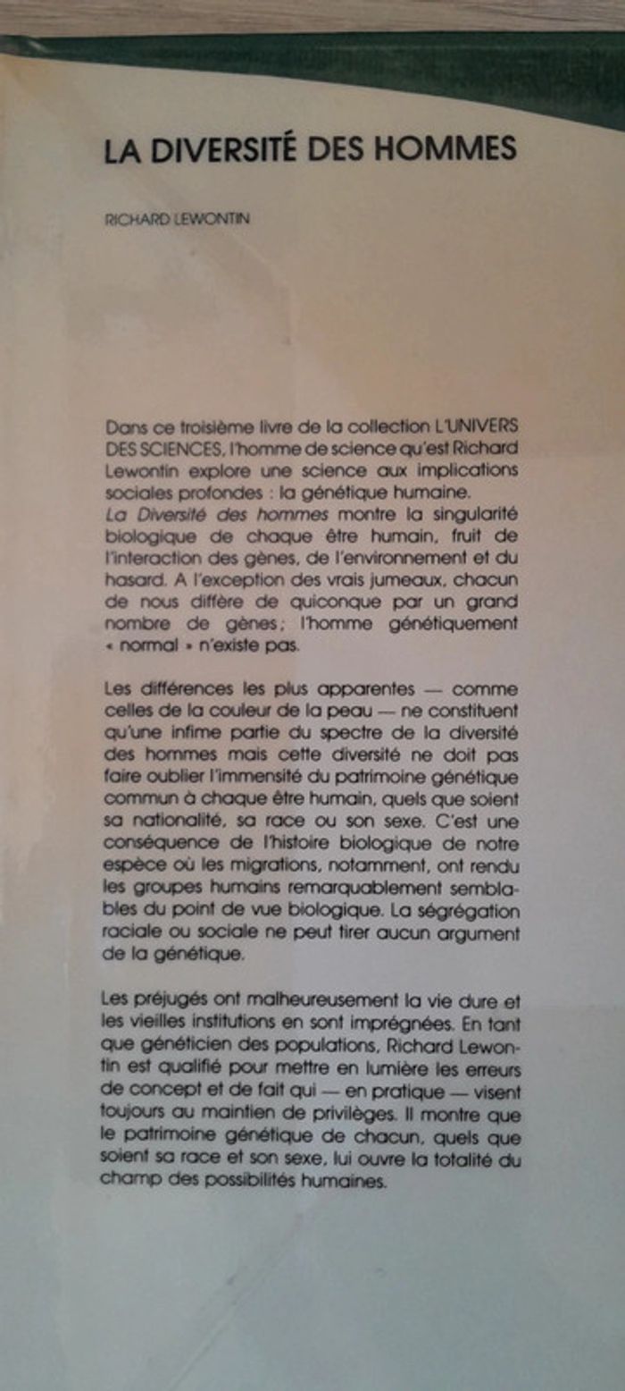 L'univers des science la diversité des hommes l'inné l'acquis et la génétique - photo numéro 4