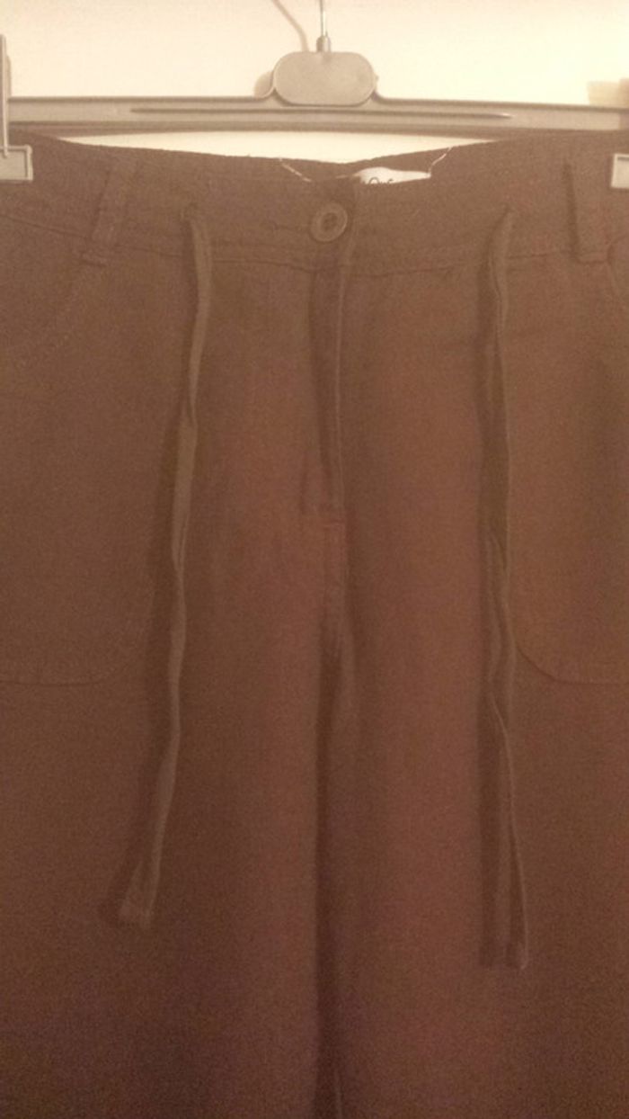 Pantalon lin choco, Women Only, 40 - photo numéro 2