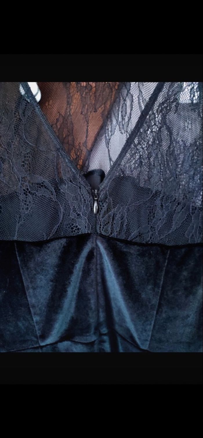 Robe noir de soirée habiller haut dentelle bas velour couleur noir taille 38 - photo numéro 4