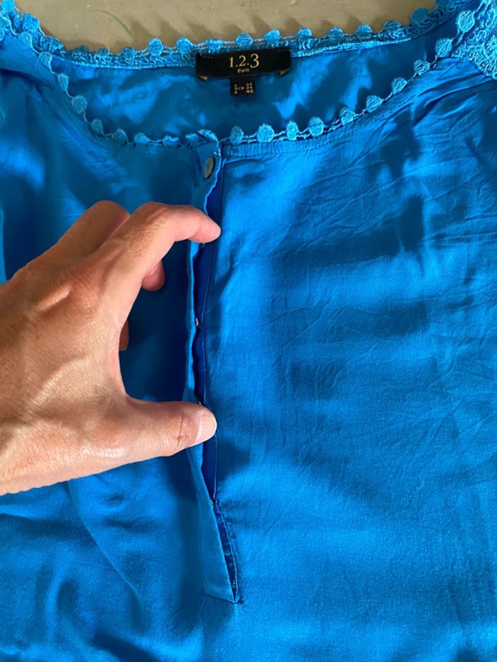 Blouse - tee shirt 123 bleue taille 38 - photo numéro 11
