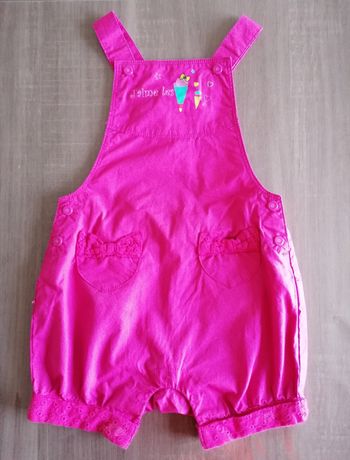 Salopette courte rose 12 mois