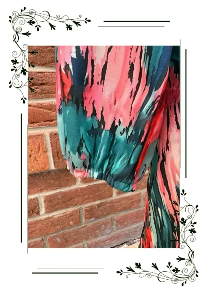 SHEIN Robe imprimée manches longues  bouffantes ceinturée - photo numéro 3