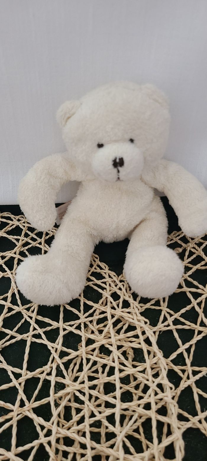 Doudou semi plat ours écru tiamo collection beige - photo numéro 4