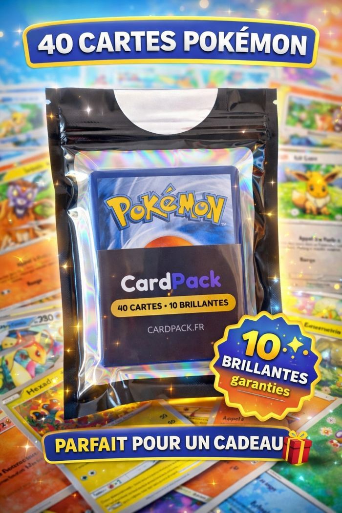 40 cartes pokemon dont 10 brillantes, CardPack - photo numéro 1